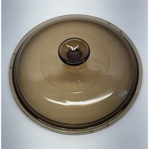 Brown Glass Round Casserole Lid with Knob Handle, Solid Color